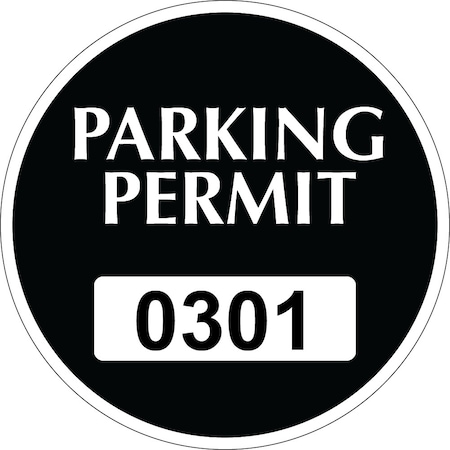 Lustre-Cal Repositionable Parking Permit Black 3in x 3in  Circle Serialized 301-350, 50PK 253743Py1KDi0301
